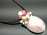 ローズクオーツ◇皮ひもネックレス